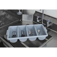 RUBBERMAID COMMERCIAL PRODUCTS 4-COMPARTMENT PLASTIC CUTLERY BIN, 2LB CAPACITY, GRAY, SUPPLIES FOR RESTAURANT/ KITCHEN USE. - Mabrook Hotel Supplies