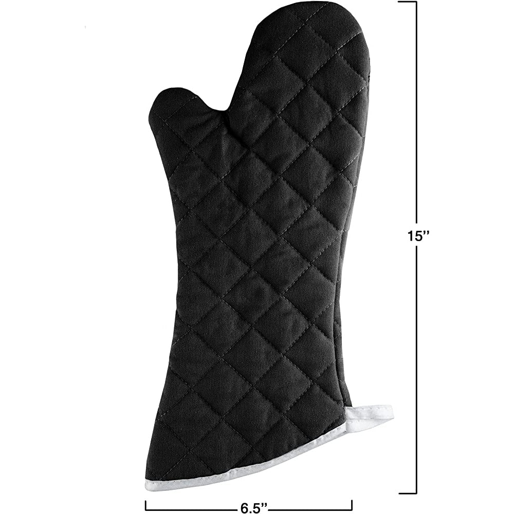 BLACK FLAME RETARDANT OVEN MITTS, LENGTH: 15 INCHES - Mabrook Hotel Supplies