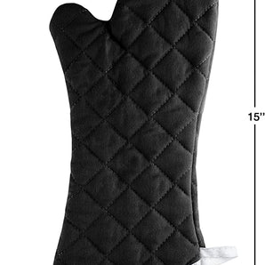 BLACK FLAME RETARDANT OVEN MITTS, LENGTH: 15 INCHES - Mabrook Hotel Supplies