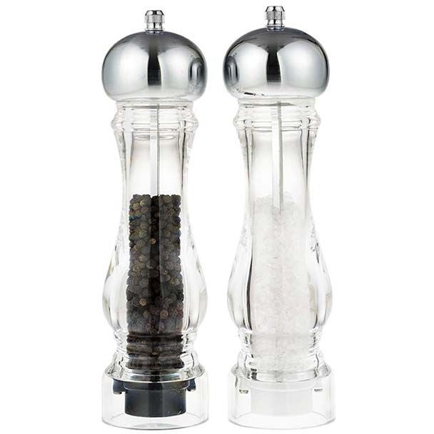 BISETTI SALT MILL ACRYLIC RED LAQUERED AND TOP CHROME PLATING  + KNOB CHROME PLATING - Mabrook Hotel Supplies