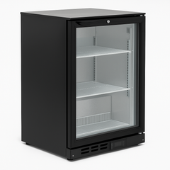 108 Ltr 1 Door Black Back Bar Cooler with Black Arc Handle. - Mabrook Hotel Supplies