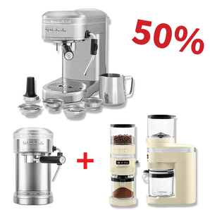 KitchenAid Artisan stainless steel Espresso machine and almond cream Grinder