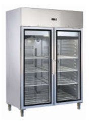 2 Glass Door Upright Refrigerator with 3 Shelves each side and Castors. - Mabrook Hotel Supplies