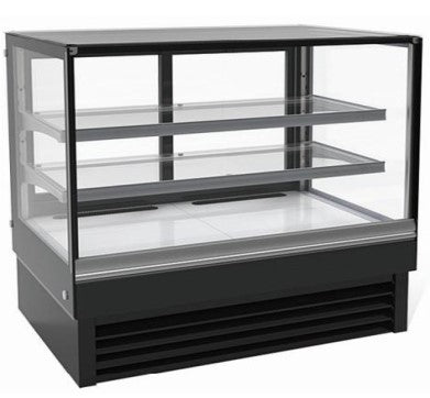 90cm Cake Showcase with 2 Shelves + Base Depth 680 mm & Castors. - Mabrook Hotel Supplies