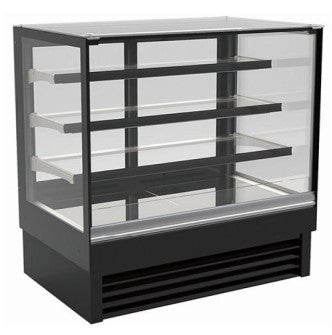120cm Cake Showcase with 3 Shelves + Base Depth 800 mm & Castors. - Mabrook Hotel Supplies