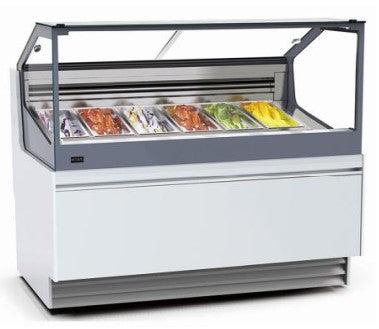 6 + 6 Pans (GN1/3 or 5L Gelato Pan) Slim Gelato Showcase (Pans Not Included). - Mabrook Hotel Supplies