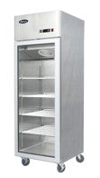 670 Ltr Single Glass Door Reach in Freezer on Castors with Bottom Mount and Shelf. - Mabrook Hotel Supplies