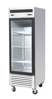 610 Ltr Single Glass Door Reach in Freezer on Castors with Bottom Mount and Shelf. - Mabrook Hotel Supplies