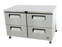 4 Drawer Flat Table Work Top-Refrigerator with Castors. - Mabrook Hotel Supplies