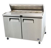 380 Ltr Double Door Standard Refrigerator Top Sandwich Prep Table with Shelf and Castor. - Mabrook Hotel Supplies