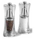 COLE & MASON CRYSTAL SALT & PEPPER MILLS, HEIGHT: 12.5 CM.