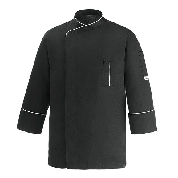 CHEFJACKET BLACK CESARE MICROFIBER 100% - Mabrook Hotel Supplies
