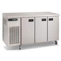 3 Doors Xtra Refrigerated Counter - 2 Left Hand and 1 Right hand  Door with 3 Shelves and 4 Castors.