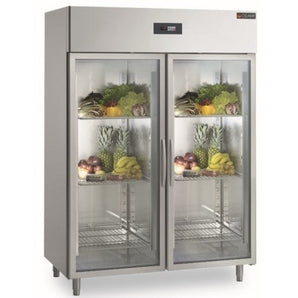 Double Glass Door Monobloc Upright Freezer Cabinet.