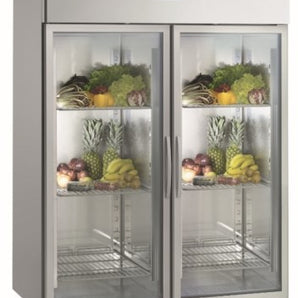 Double Glass Door Monobloc Upright Freezer Cabinet.