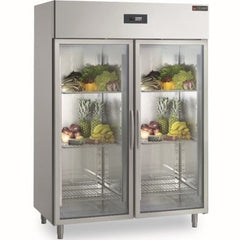 Double Glass Door Monobloc Upright Freezer Cabinet.
