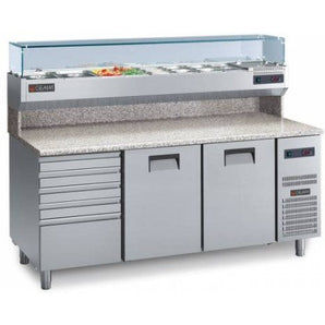 Pizza Preparation Modular Counter with 2 Doors & Castors.