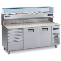 Pizza Preparation Modular Counter with 2 Doors & Castors. - Mabrook Hotel Supplies
