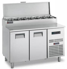 2 Doors GN Pizza /Snack Preparation Counter with Castors. - Mabrook Hotel Supplies