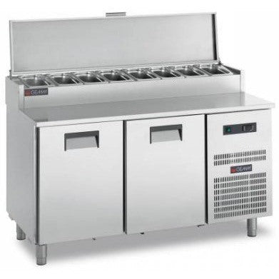 2 Doors EN Pizza /Snack Preparation Counter with Castors. - Mabrook Hotel Supplies