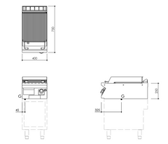 Mareno/ 70 RANGE 40 cm Gas Lava Rock CharGrill with (CR0980189M - AGR74GGKM 40 cm Wide (CI = Cast Iron Grid Factory Fitted).