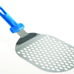 STAINLESS STEEL OVAL PEEL 18x22 CM , PERFORATED BLADE, FIXED GRIP - Mabrook Hotel Supplies