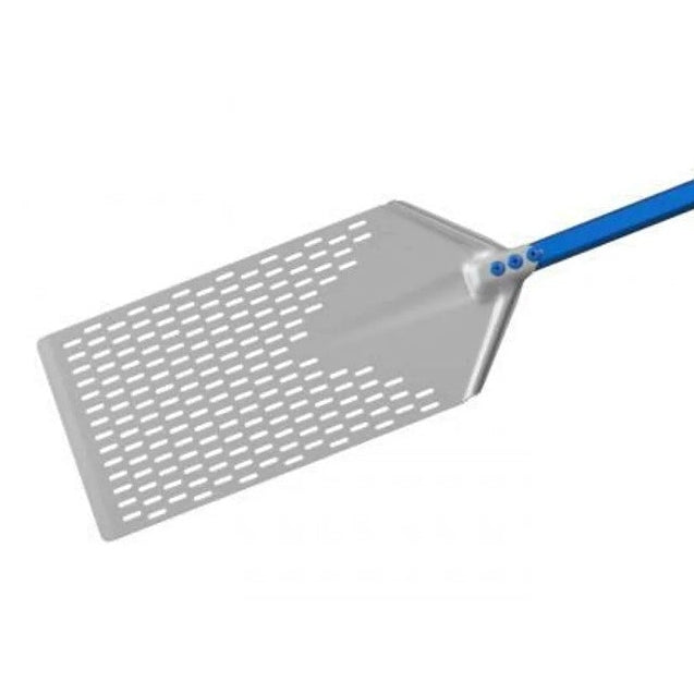 PERFORATED ALUMINIUM ROMANA PIZZA PEEL, RECTANGULAR - 23x40 CM, HANDLE LENGTH 60 CM - Mabrook Hotel Supplies
