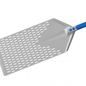 PERFORATED ALUMINIUM ROMANA PIZZA PEEL, RECTANGULAR - 23x40 CM, HANDLE LENGTH 60 CM - Mabrook Hotel Supplies