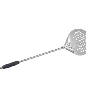 STAINLESS STEEL PERFORATED ROUND SMALL PIZZA PEEL - 26 CM, LENGTH 150 CM - Mabrook Hotel Supplies