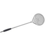 STAINLESS STEEL PERFORATED ROUND SMALL PIZZA PEEL - 20 CM, LENGTH - 150 CM