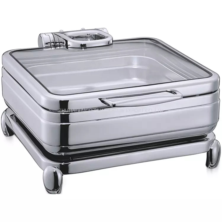 LUXURY  CHAFING DISH 2/3 SIZE S/S STANDARD FRAME GLASS LID.C - Mabrook Hotel Supplies