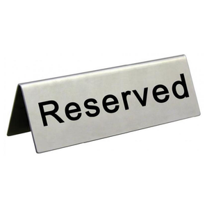 RESERVED SIGN 120X38 MM. PAPER CARD INSIDE THE PLASTIC CARD.