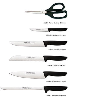 5 PCS. NIZA SERIES KNIVES SET + SCISSORS + BLOCK - Mabrook Hotel Supplies