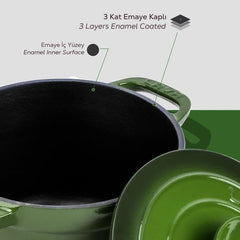 LAVA ROUND CASSEROLE, DIA. (Ø)28 CM. EXPERIENCE GREEN COLOR. - Mabrook Hotel Supplies