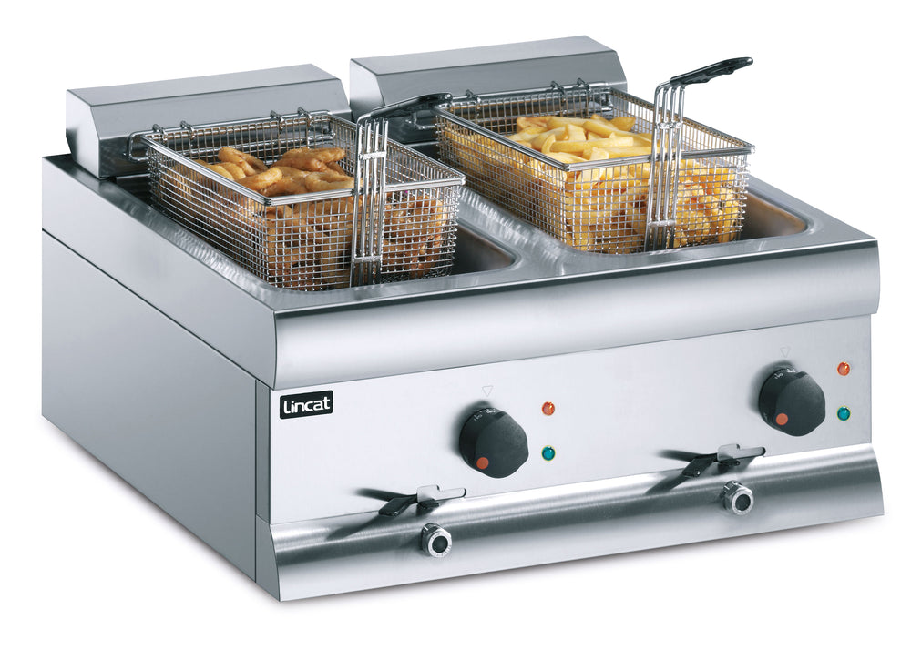 2 WELL S/S ELECTRIC COUNTERTOP FRYER 9+9L. 2 BASKETS - W 600 mm -2 x 6.0 kW. - Mabrook Hotel Supplies