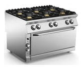 6 Burner Gas Range on Gas Maxi Oven with Upper Heating Element - Grill Voltage 230V Single Ph.