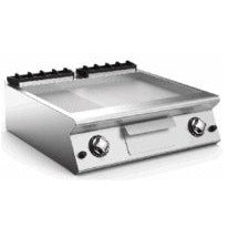 80 cm Gas Fry-Top with Thermostatically-Controlled Sloping Hotplate 2/3 Smooth 1/3 Ribbed.