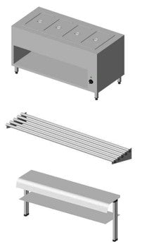(7912.15070.00) OSS 1570 Electrical Hot Serving Unit with Tray Sliding Shelf & Serving Shelf with Double Round Glass (GN Containers are not Included). - Mabrook Hotel Supplies