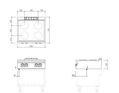 Mareno/ 70 RANGE 80 cm 4 Circular Hotplate Electric Boiling Top.