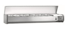 (VRX-1600/380) Refrigerated Topping Unit with Stainless Steel Lid without GN Pans & Lids - Dim; 1600x395x435 mm (WxDxH). - Mabrook Hotel Supplies