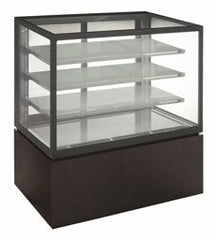 Floor Standing Showcase with 3 Shelves - Black SS Decoration Panel. - Mabrook Hotel Supplies