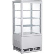 Flat Glass Door Silver Display Cooler with Internal Top Lighting.