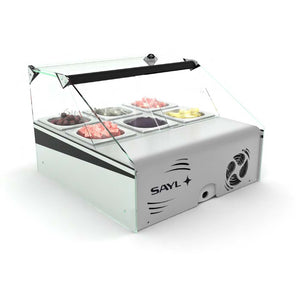 Sayl Countertop Refrigerated Display for Topping Ingredients (fruits, Chocolate) of Yogurts and Ice Cream - Capacity : 6 GN 1/6X65.