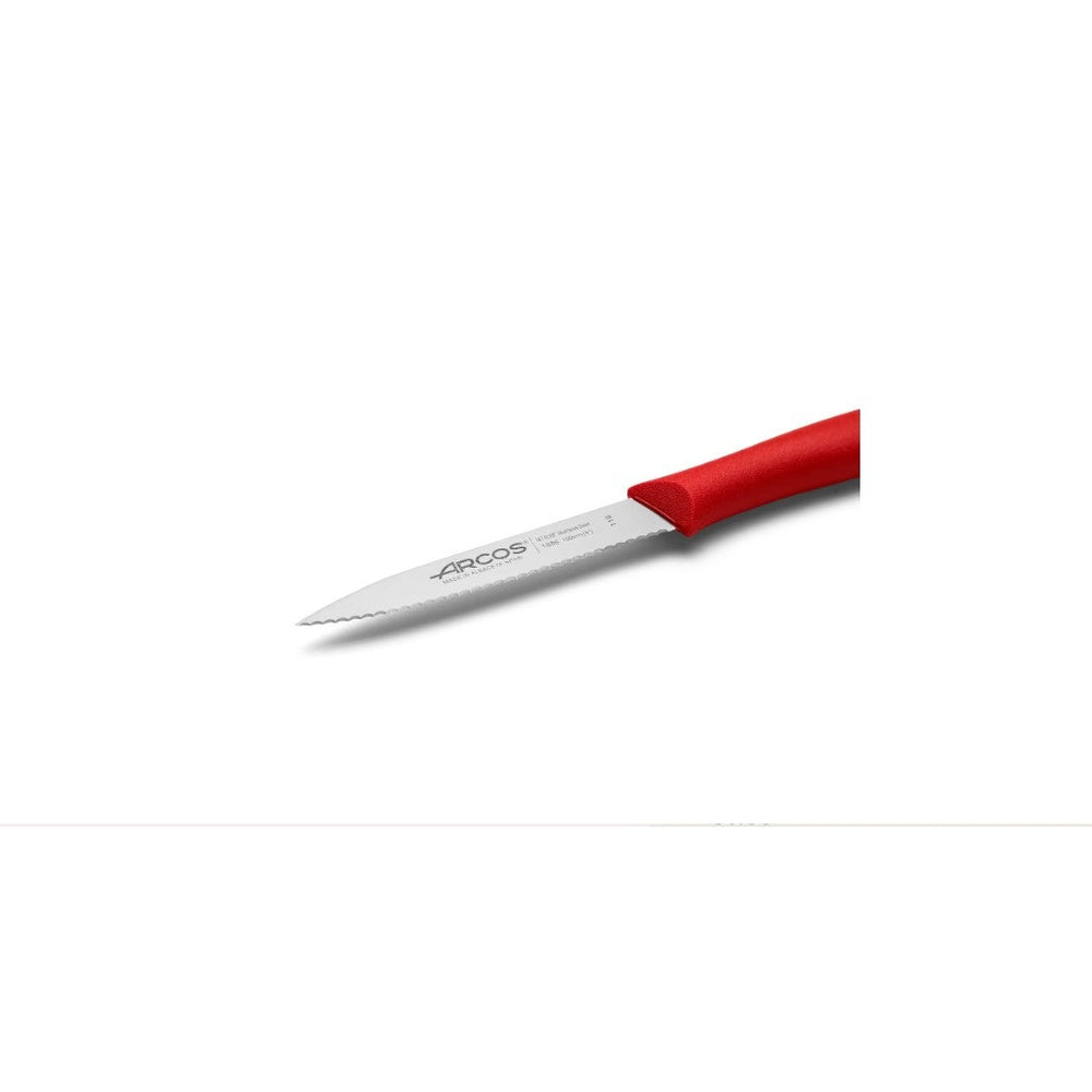 NOVA SERIES 100 MM SERRATED RED COLOUR PARING KNIFE - Mabrook Hotel Supplies
