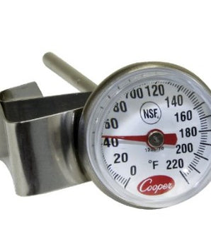 Cooper-Atkins 1236-70-1 Bi-Metals Espresso Milk Frothing Thermometer with Clip, 1" Dial and 5" Shaft Length - Mabrook Hotel Supplies