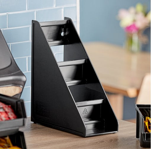 TRAEX BLACK SELF-SERVE 3-TIER CONDIMENT HOLDER STAND WITH CLIPS - Mabrook Hotel Supplies
