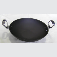 "BLACK CHINESE PAN W/METAL HANDLE, SIZE: 33CM." - Mabrook Hotel Supplies