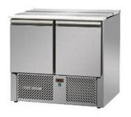 2 DOORS VENTILATED SALAD COUNTER REFRIGEATOR, BUILT-IN UNIT WITH S/S LID AND POLYETHYLENE WORKTOP. - Mabrook Hotel Supplies