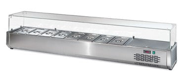 Refrigerated Display Showcase for 8 GN 1/4 with Flat Glass (OLD CODE: TCN-VR4190VD). - Mabrook Hotel Supplies
