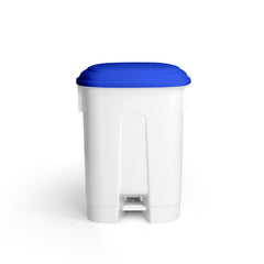 TTS CLEANING DERBY XL - WHITE POLYPROPYLENE BIN WITH PEDAL & LID , BLUE , 60 LITRE - Mabrook Hotel Supplies